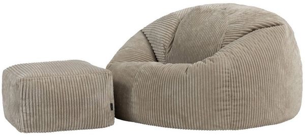 icon Sitzsack Erwachsene XXL mit Hocker aus Cord „Kingston“ (Spar-Set, 1 x Sitzsack XXL, 1 x Fußhocker), Sitzsack XXL, Made in Germany, für Erwachsene & Kinder, für Wohnzimmer