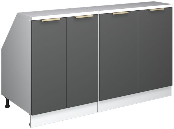 Dachschrägenschrank-Set Rion Anthrazit-Gold 140 cm 2er Set Schrankkorpuss 60 cm Tiefe Vicco