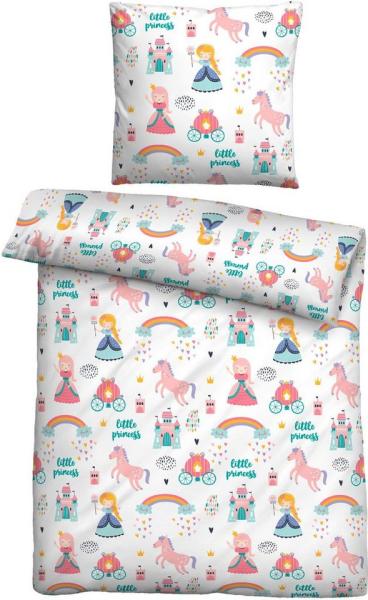biberna Feinbiber Bettwäsche 0007243 LITTLE PRINCESS, weiss, 1x 135x200 cm + 1x 80x80 cm