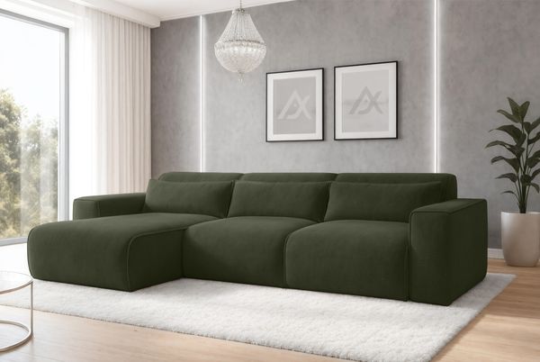 AX LIVING Wohnlandschaft mit Schlaffunktion Ruyam Eckcouch Grün L