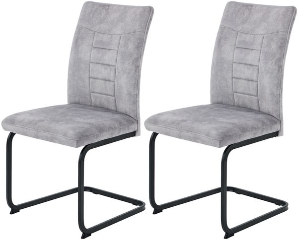 2er Set XL-Schwingstuhl Gela - Vintage Velvet Silber
