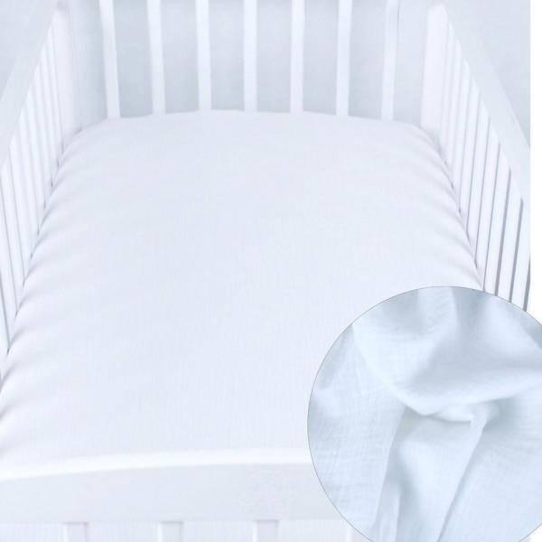 BabyLux Spannbettlaken BabyLux Spannbettlaken Musselin 60x120 70x140 Baby-& Kinderbett, Weiß 60x120