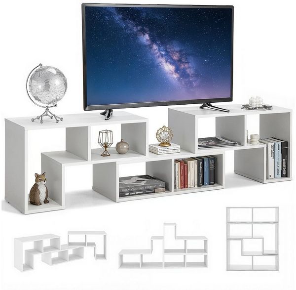 oyajia Lowboard TV-Schrank Eckregal (TV-Regal freie Kombination, mit offenen Regalen), Lange 134-180cm, für Fernseher bis zu 75 Zoll, bis 50 kg belastbar