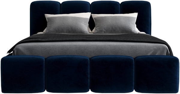 Polsterbett DONA 140x200 ohne Matratze mit Bettkasten und Lattenrost. Farbe: Blau 11