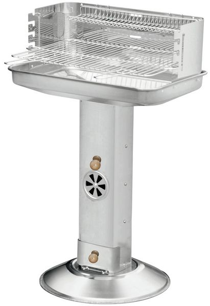 BBQ Holzkohlegrill Säulengrill Eckig FAMILY STAR Edelstahl mit XXL Grillfläche
