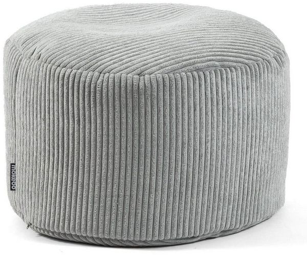 mokebo Pouf Der faule Lenz (aus Cordstoff), Sitzhocker, XL Bodenkissen, Fußhocker, Hocker, Sitzkissen in Grau