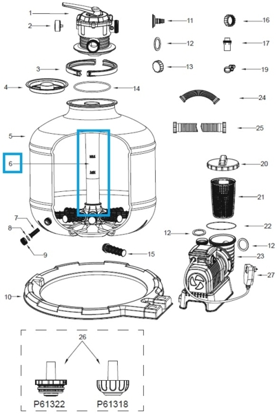 Bestway® Ersatzteil Mittelrohrstange für Flowclear™ Sandfilteranlage (58486) Bild 2
