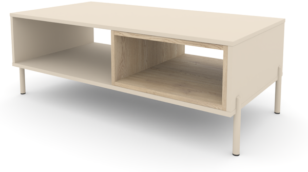 Couchtisch HYGGE mit 2 offenen Fächern, Cashmere Weiß