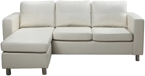 Vente-unique - Ecksofa - Kunstleder - Elfenbeinfarben - ACKLEY