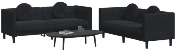 vidaXL 2-tlg. Sofagarnitur mit Kissen Schwarz Samt 3209262 Bild 7