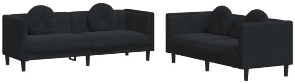 vidaXL 2-tlg. Sofagarnitur mit Kissen Schwarz Samt 3209262 Bild 9