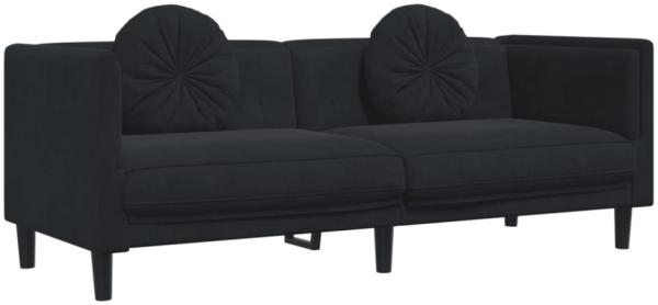 vidaXL 2-tlg. Sofagarnitur mit Kissen Schwarz Samt 3209262 Bild 6