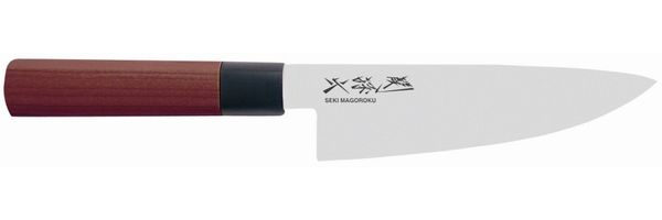 Kai Seki Magoroku Redwood 2019 Kochmesser, Red Wood Koch Messer, Küchenmesser, Küchenhelfer, Küchenutensilien, Holz / Kunststoff / Stahl, Braun / Schwarz / Silberfarben, Klinge 15 cm, Griff 13. 4 cm, MGR-150C