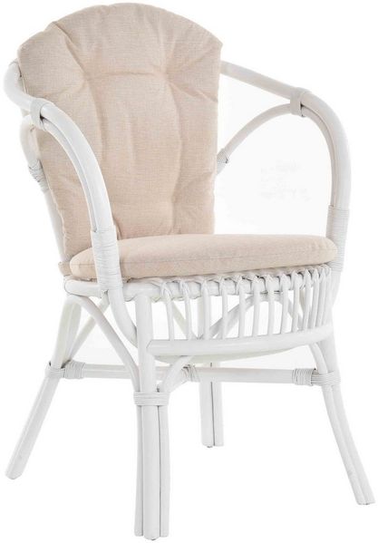 Krines Home Relaxsessel Klassischer Flecht-Sessel im skandinavischem Stil/Korbstuhl mit Kissen, aus Natur-Rattan