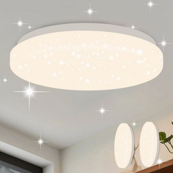 Nettlife LED Deckenleuchte Sternenhimmel Kinderzimmer 15W 21cm 3000K/4000K Weiß Deckenlampe, LED fest integriert, Kinderzimmer Deckenleuchte