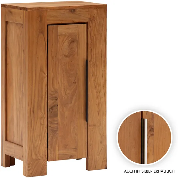 Bad-Unterschrank Osbon Akazie Massivholz braun 45x80x30 cm schmaler Badezimmerschrank Badkommode Beistellschrank massivum Serie Osbon