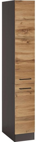 KOCHSTATION Apothekerschrank KS-Tulsa 30 cm breit, 200 cm hoch, mit 2 Auszügen, Metallgriff, MDF Front