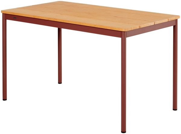 Gartenesstisch Nox aus Aluminium und Bambus, modern, rot natur, 125x70 cm, für 4–6 Personen