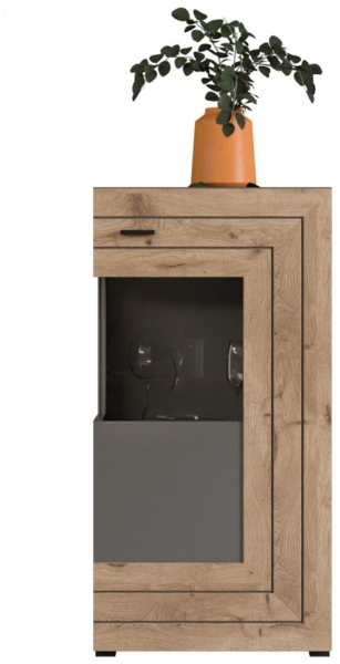 Xonox 'Freno' kleine Vitrine, Holzwerkstoff grau / nox eiche, 60 x 37 x 118 cm Bild 2