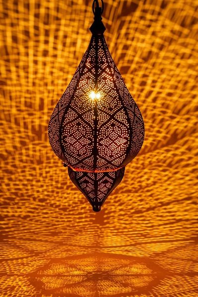 Marrakesch Orient & Mediterran Interior Pendelleuchte Orientalische Hängelampe Kihana Gold - Metallpendelleuchte 40cm, Handarbeit