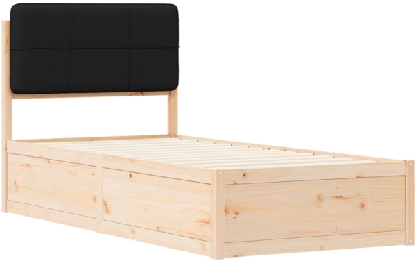 vidaXL Bettgestell mit gepolstertem Kopfteil Schwarz 90x200 cm 877726 Bild 3