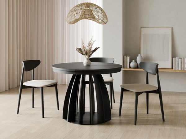 Compleo Esstisch Runder Tisch, ausziehbar 100-180 cm SABO, Kaschmir (MADE IN EU)
