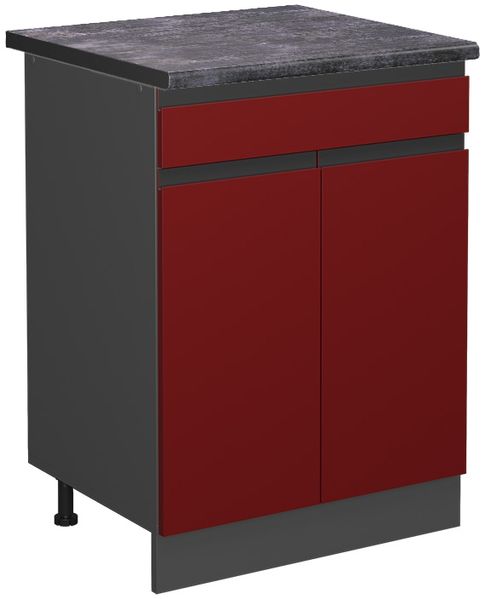 Küchenunterschrank R-Line Rot 60 cm J-Shape, AP Anthrazit Vicco