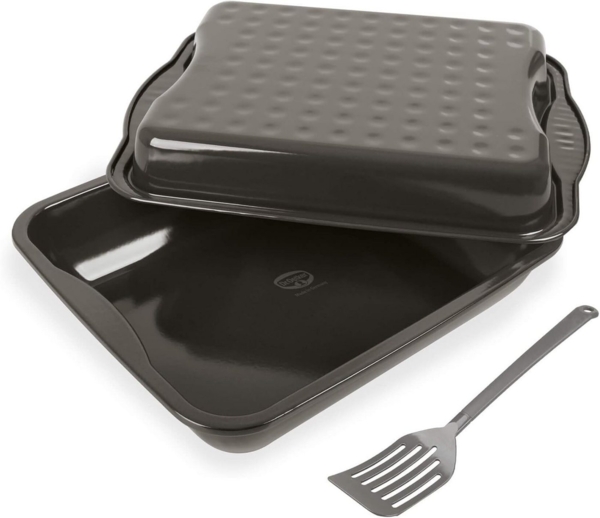 Dr. Oetker EXCLUSIVE XXL Bräter mit Deckel Emaille 42x34cm Bratform 4528