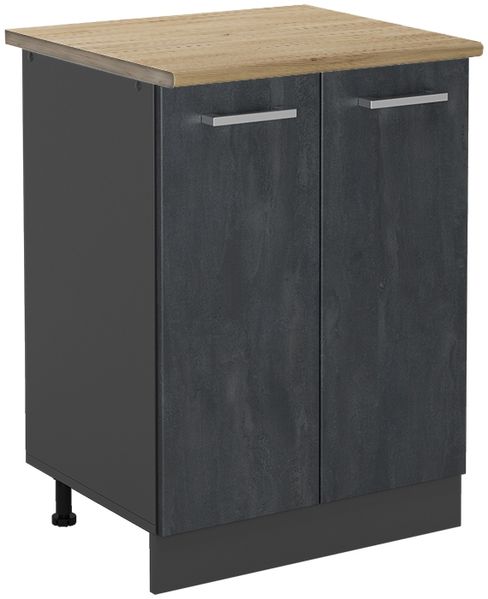 Küchenunterschrank R-Line Schwarz Beton/Anthrazit 60 cm AP Eiche Vicco