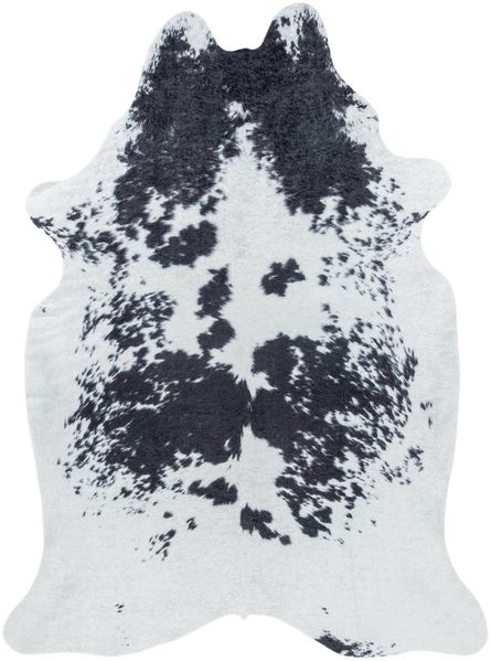 Waschbarer Teppich Elena Rindsleder Imitat - 100x135 cm - Schwarz