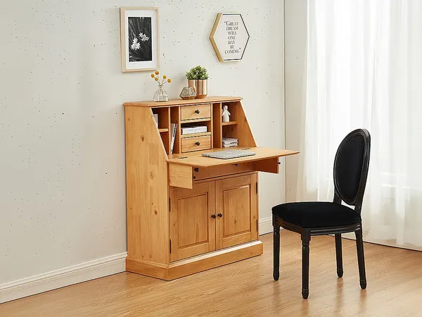Vente-unique - Sekretär - MDF & Kiefernholz - Eichefarben - CLEORE