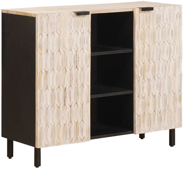 vidaXL Sideboard mit Regal Weiße gewaschene Oberfläche 90 x 33 x 75 cm 4017892