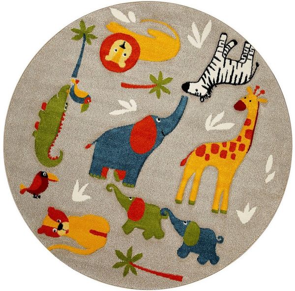 SMART KIDS Kinderteppich Benny & Friends, rund, Höhe: 10 mm, Moderner Spielteppich, strapazierfähig, pflegeleicht, Konturenschnitt