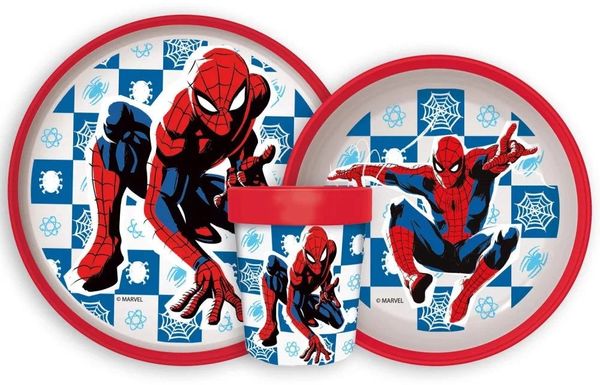 Stor Besteck-Set Marvel Spider-Man Geschirr Set Teller Kindergarten Rutschfest 260ml