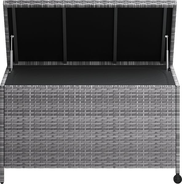 STEELSØN 'Serion' Polyrattan Aufbewahrungsbox 235 Liter mit Rollen, grau-meliert, 110×55×60 cm, wetterfest, Auflagenbox mit Innentasche, Gartenbox mit Griff zum einfachen Transport Bild 12