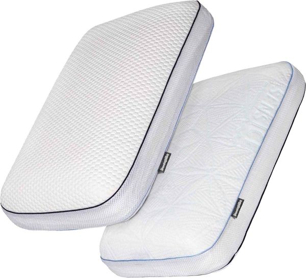 Dunlopillo Nackenstützkissen Clima Flex, NEUHEIT Viskoschaum mit kühlender & wärmender Seite, Bezug: Polyester & Viskose, Seitenschläfer, Rückenschläfer, in Größe 60 x 50 x 15 cm, Individuell anpassbar: mit drei Einlagen
