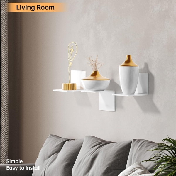 Wandregal Mini 2er-Set 10cm Weiß Acryl Klebe Regal Schweberegal ohne Bohren Bild 6