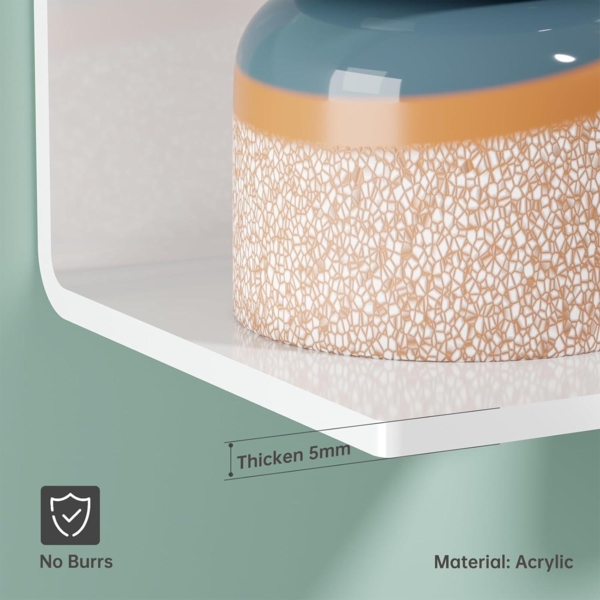 Wandregal Mini 2er-Set 10cm Weiß Acryl Klebe Regal Schweberegal ohne Bohren Bild 4