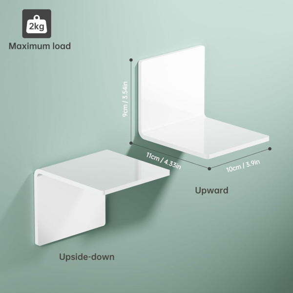 Wandregal Mini 2er-Set 10cm Weiß Acryl Klebe Regal Schweberegal ohne Bohren Bild 3