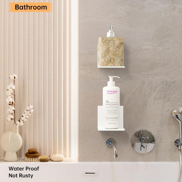 Wandregal Mini 2er-Set 10cm Weiß Acryl Klebe Regal Schweberegal ohne Bohren Bild 5