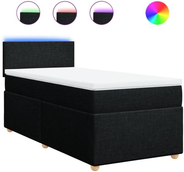 vidaXL Boxspringbett mit Matratze Schwarz 80x200 cm Stoff 3288802