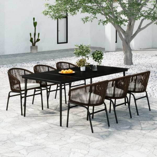 vidaXL 7-tlg. Garten-Essgruppe Braun
