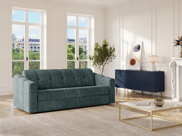 Vente-unique - DARIELO Sofa Stoff Blau - B 223 cm95 cm x H 90 cm x L 190 cm