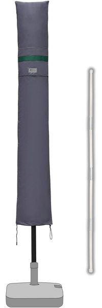 Sekey Sonnenschirm Schutzhülle mit Stab, Abdeckhauben für Ø 300 cm Gartenschirm mit Belüftungsöffnungen, Abdeckung für Marktschirm / Balkonschirm, 100% Polyester, wasserdicht, Dunkelgrau.