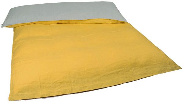Bettbezug Doubleface ca. 135x200 cm zitronen-gelb/stein-grau 100% Leinen beties "Leinen"