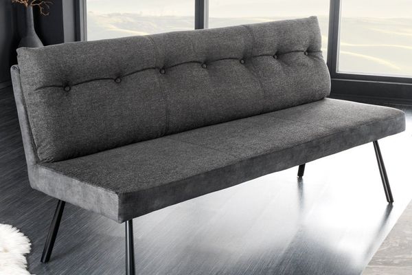 riess-ambiente Sitzbank BIG GEORGE 160cm anthrazit / schwarz (Einzelartikel, 1-St), Samt · Strukturstoff · mit Lehne · Metall· Federkern · Modern Design