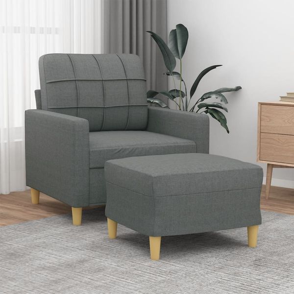 vidaXL Sessel mit Hocker Dunkelgrau 60 cm Stoff 3200994