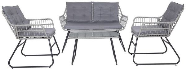SVITA Gartenlounge-Set CAPRI, (Set, Tisch mit einem Stuhl und zwei Bänken), mit abnehmbarem Polster