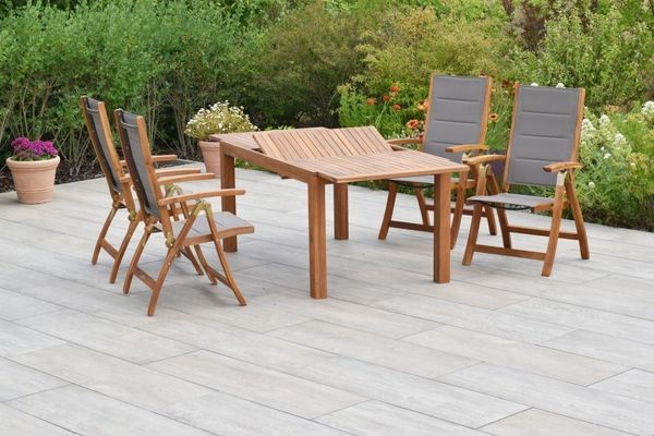 Acapulco Gartenmöbel Set 5tlg, 4 Klappsessel, Ausziehtisch 150 (200) x 90 cm