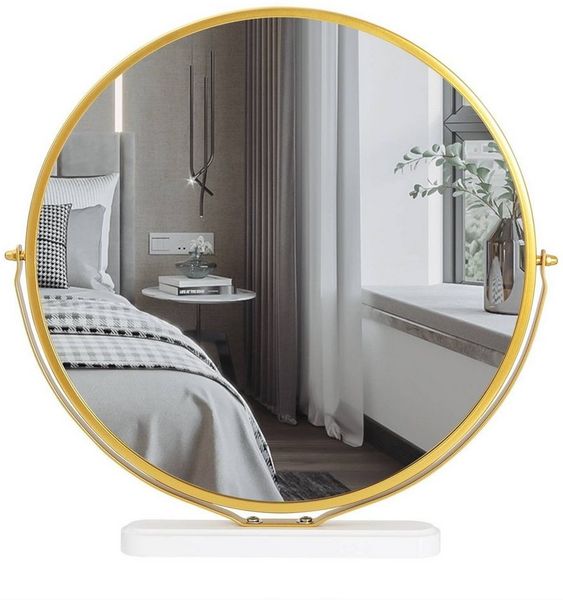 Woltu Kosmetikspiegel (1-St), Standspiegel Rund Make-Up Spiegel 360°drehbar
